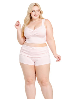 Rose Buds Cotton Crop Tank Top (Baby Pink)