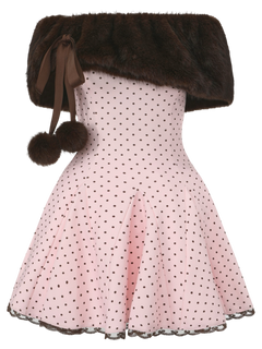 Sugar Pom Fur Pullover Stretchy Shoulder Cape (Brown)