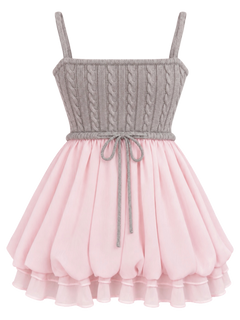 Lovergirl Cable Knit Chiffon Babydoll Dress