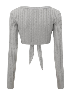 Lovergirl Tie Front Cable Knit Cardigan (Grey)