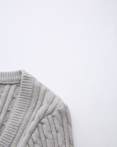 Lovergirl Tie Front Cable Knit Cardigan (Grey)