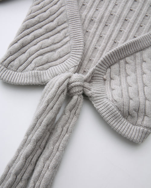 Lovergirl Tie Front Cable Knit Cardigan (Grey)