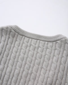 Lovergirl Tie Front Cable Knit Cardigan (Grey)