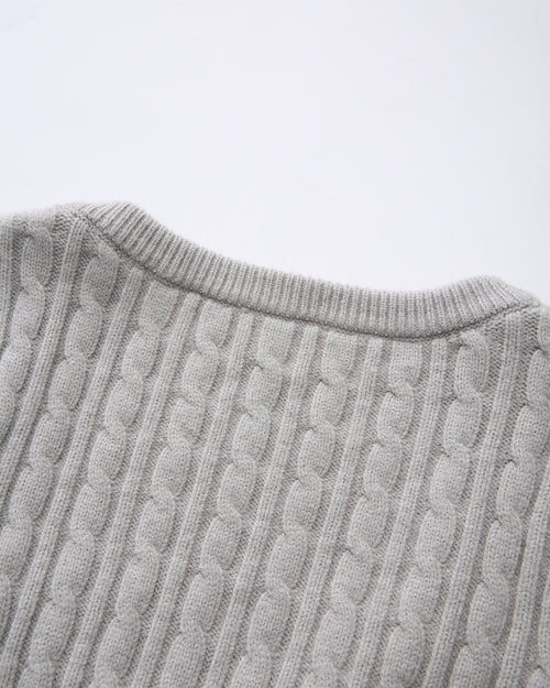 Lovergirl Tie Front Cable Knit Cardigan (Grey)