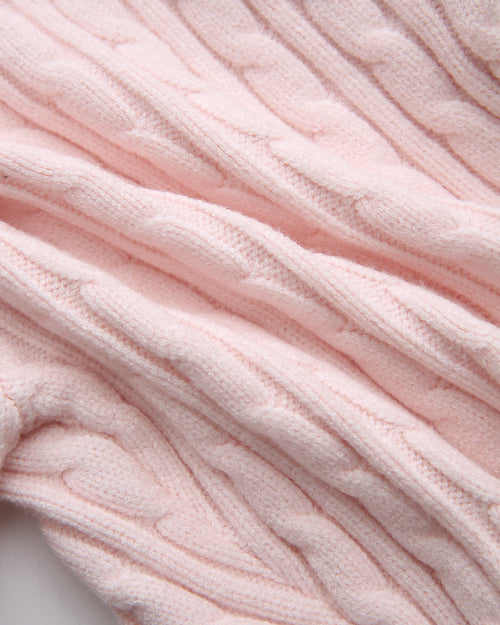 Lovergirl Tie Front Cable Knit Cardigan (Pink)