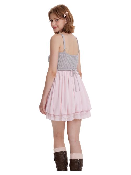Lovergirl Cable Knit Chiffon Babydoll Dress