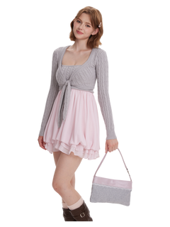 Lovergirl Cable Knit Chiffon Babydoll Dress