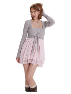 Lovergirl Cable Knit Chiffon Babydoll Dress