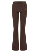 Colette Cable Knit Fold‑Over Pants (Brown)