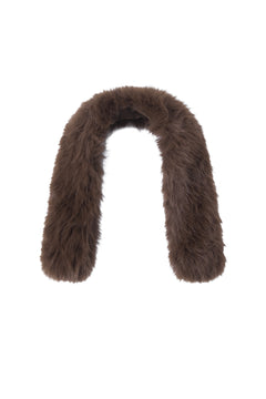 Fur Trim Mocha Cable Knit Zip Up Cardigan (Brown)