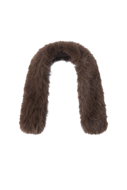 Fur Trim Mocha Cable Knit Zip Up Cardigan (Brown) - Angel Ruche