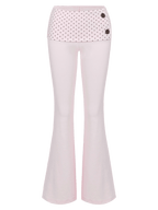 Whimsy Doll Cotton Active Fold over Long Pants (Brown Polka)