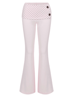Whimsy Doll Cotton Active Fold over Long Pants (Brown Polka)