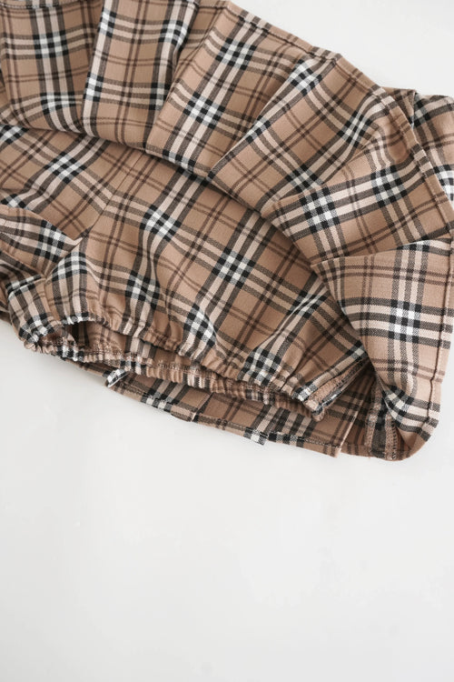 Girly Plaid Pleated Mini Skirt (Khaki) - Angel Ruche