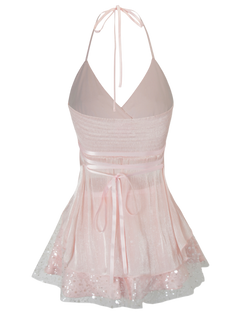 Pirouette Babydoll Wrap Top (Sequin Pink)