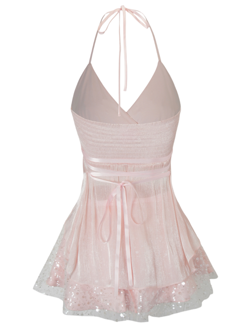 Pirouette Babydoll Wrap Top (Sequin Pink)