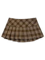 Girly Plaid Pleated Mini Skirt (Brown) - Angel Ruche