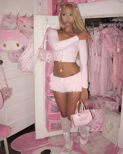 Delicate Pink Chiffon Ruffles Shorts - Angel Ruche
