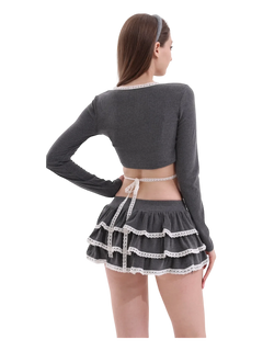 Ballerina Bliss Ruffle Mini Skirt (Grey) - Angel Ruche