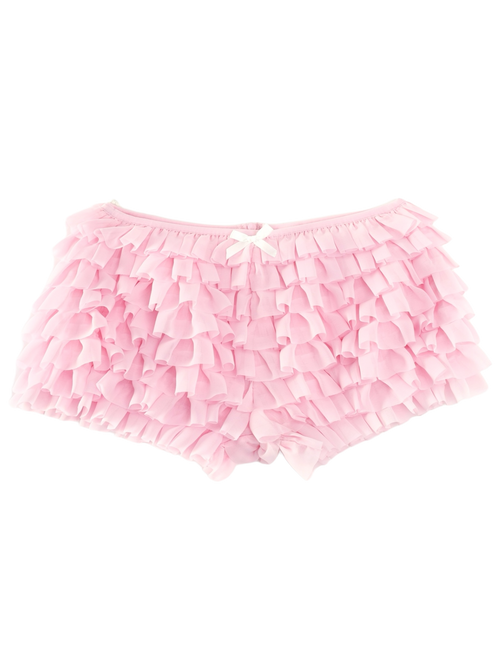 Delicate Pink Chiffon Ruffles Shorts