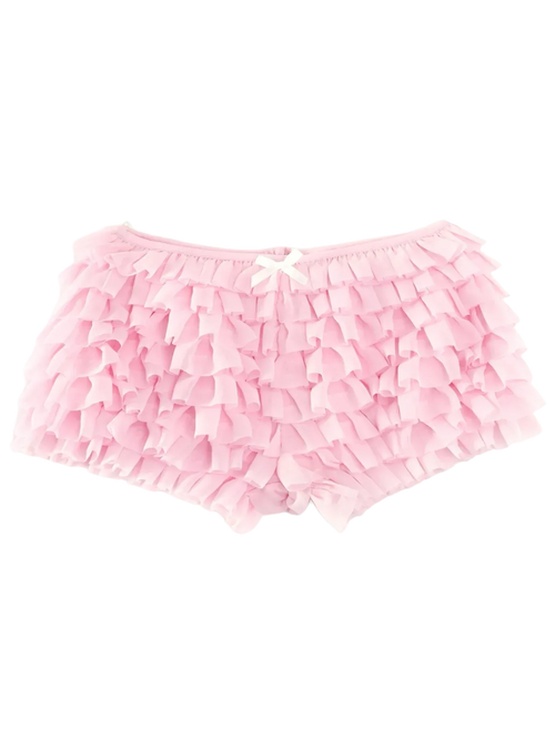 Delicate Pink Chiffon Ruffles Shorts - Angel Ruche