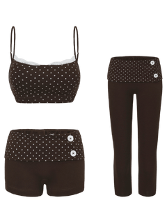 Whimsy Doll Cotton Polka Active Bralette(Brown)