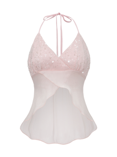 Pirouette Babydoll Wrap Top (Sequin Pink)