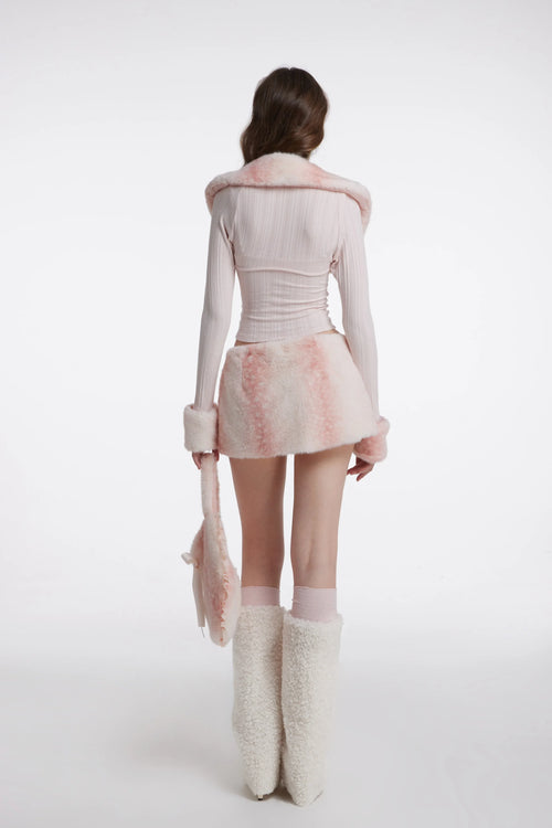 My True Form Fawn Mid-Rise Fur Lace Skirt (Pink)