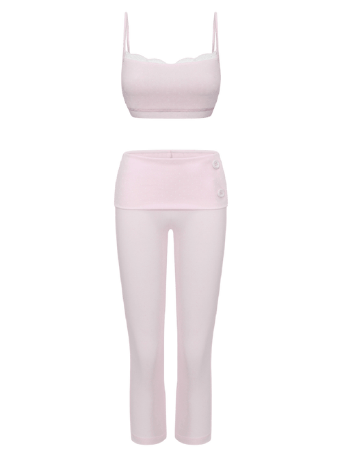 Whimsy Doll Cotton Polka Active Bralette(Pink)