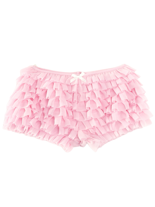 Delicate Pink Chiffon Ruffles Shorts