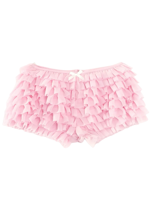 Delicate Pink Chiffon Ruffles Shorts - Angel Ruche