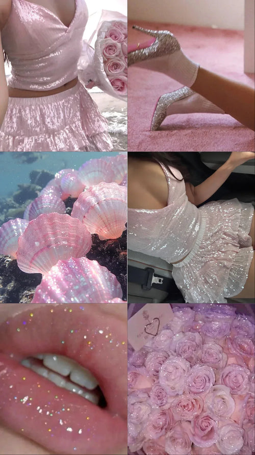 Rosette Fairy Dust Sequin Matching Set (Pink) - Angel Ruche