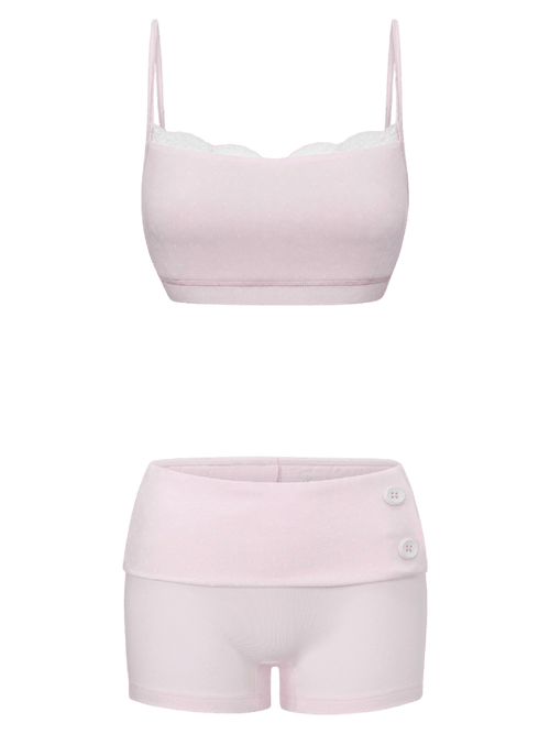 Whimsy Doll Cotton Polka Active Bralette(Pink)