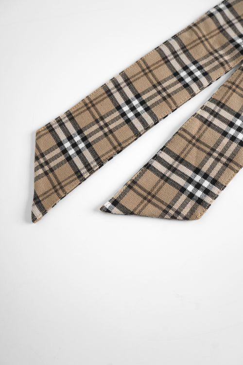 Girly Plaid Halter Crop Top - Khaki