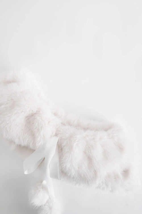 Sugar Pom Fur Pullover Cape (White) - Angel Ruche