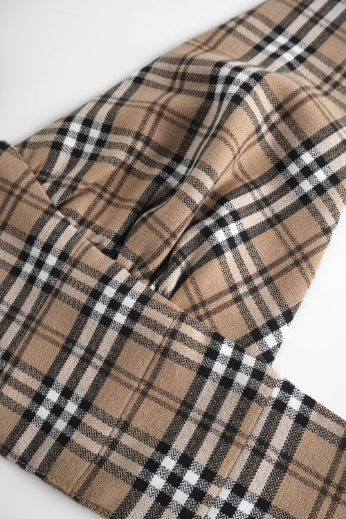 Girly Plaid Halter Crop Top - Khaki