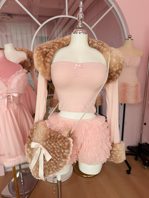 Delicate Pink Chiffon Ruffles Shorts (Rose Pink)