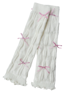 Gold Bow Leg Warmer (White)