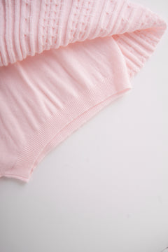 Strawberry Milk Cable Knit Fold Over Mid-Rise Skirt (Pink)