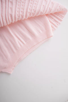 Strawberry Milk Cable Knit Fold Over Mid-Rise Skirt (Pink) - Angel Ruche