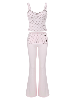 Whimsy Doll Cotton Active Top(Brown Polka)