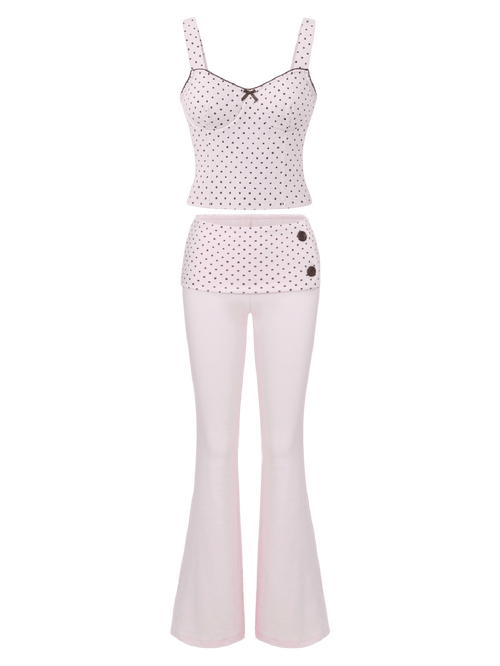 Whimsy Doll Cotton Active Top(Brown Polka)