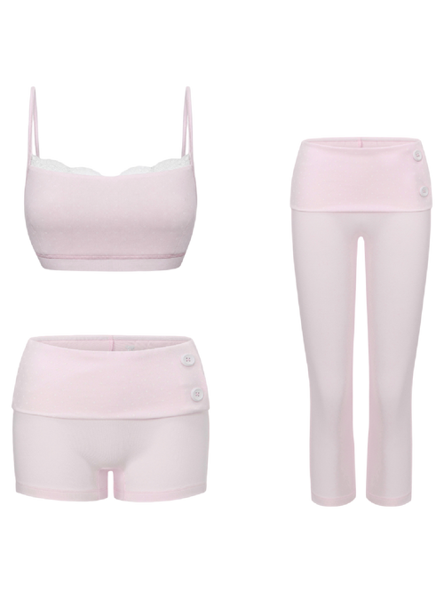 Whimsy Doll Cotton Polka Active Bralette(Pink)
