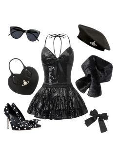 Onyx Fairydust Sequin Halter Top (Black) - Angel Ruche