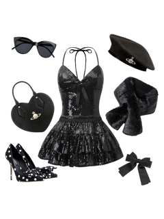 Onyx FairyDust Sequin Mini Skirt + Petticoat (Black)