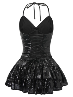 Onyx Fairydust Sequin Matching Set (Black) - Angel Ruche