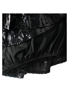 Onyx FairyDust Sequin Mini Skirt + Petticoat (Black) - Angel Ruche