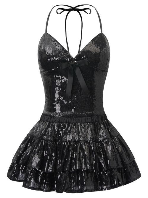 Onyx Fairydust Sequin Matching Set (Black)