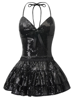 Onyx Fairydust Sequin Matching Set (Black) - Angel Ruche