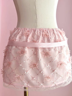 Averie Beaded Sequin Skirt + Lace Shorts